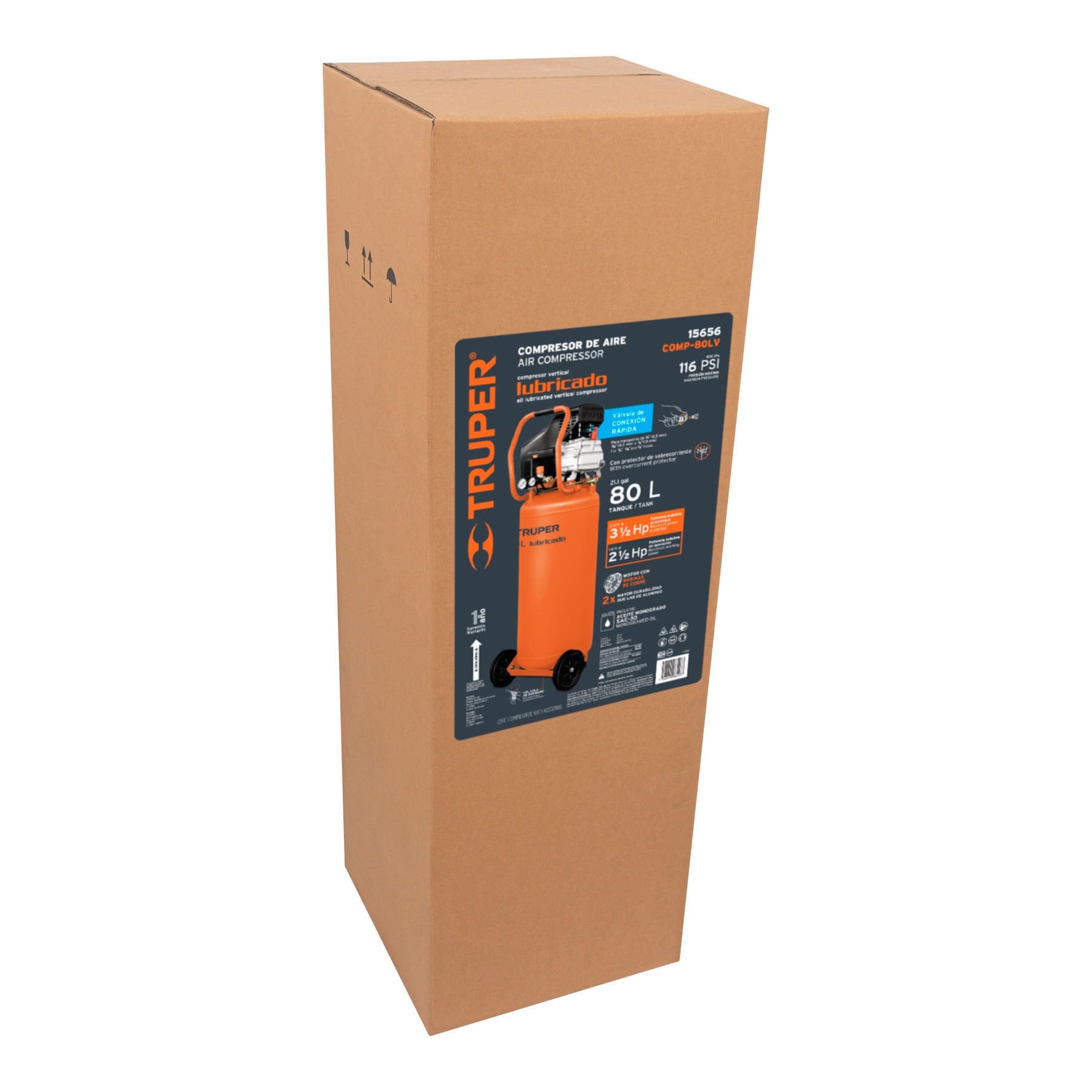 COMPRESOR VERTICAL 80 L TRUPER - Imagen 2