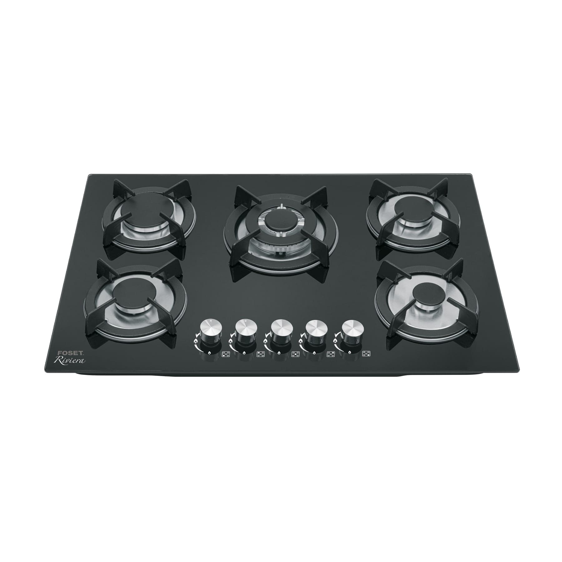 PARRILLA DE GAS EMPOTRABLE 5 QUEMADORES, VIDRIO, FOSET