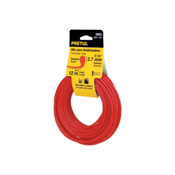 HILO PARA DESBROZADORA 2.7 M (12 M) ROJO PRETUL